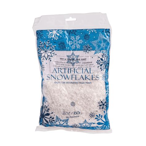 large bags of fake snow|artificial snowflakes in a bag.